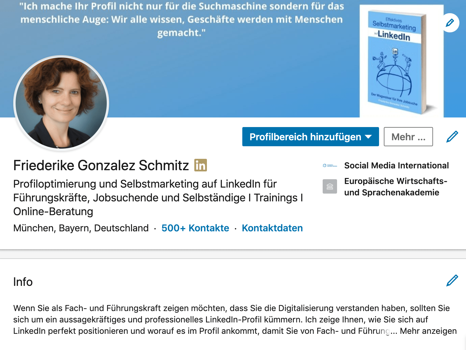 Meine 7 1 Tipps Fur Einen Ansprechenden Info Text Auf Linkedin Social Media International